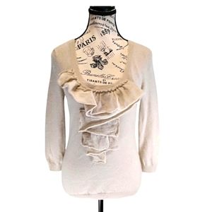 Talbots Signature‎ Pure Cashmere Ruffled Front Sweater Size XS